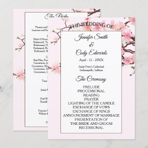 Spring Cherry Blossoms Pink Wedding Program