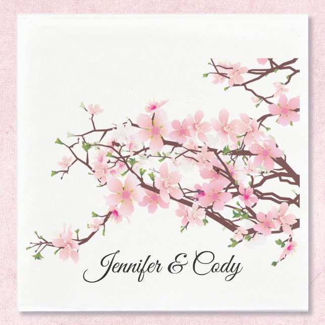 Spring Cherry Blossoms Wedding Add Names  Napkins (Creator Uploaded)