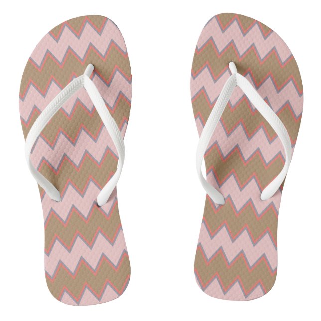 Spring Chevron in Brown, Pink and Peach Thongs (Footbed)