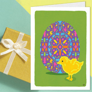 Spring Chick and Egg Blank Card