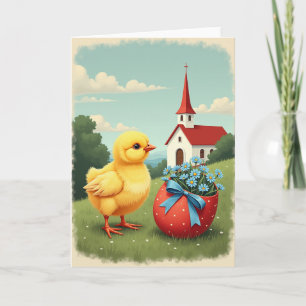 Spring Chick And Egg Scene Card