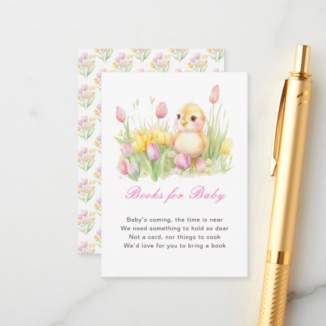 Spring Chick Baby Shower Enclosure Card (Front/Back In Situ)