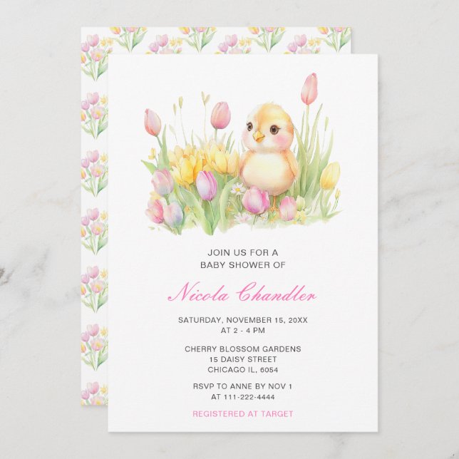 Spring Chick Baby Shower Invitation (Front/Back)