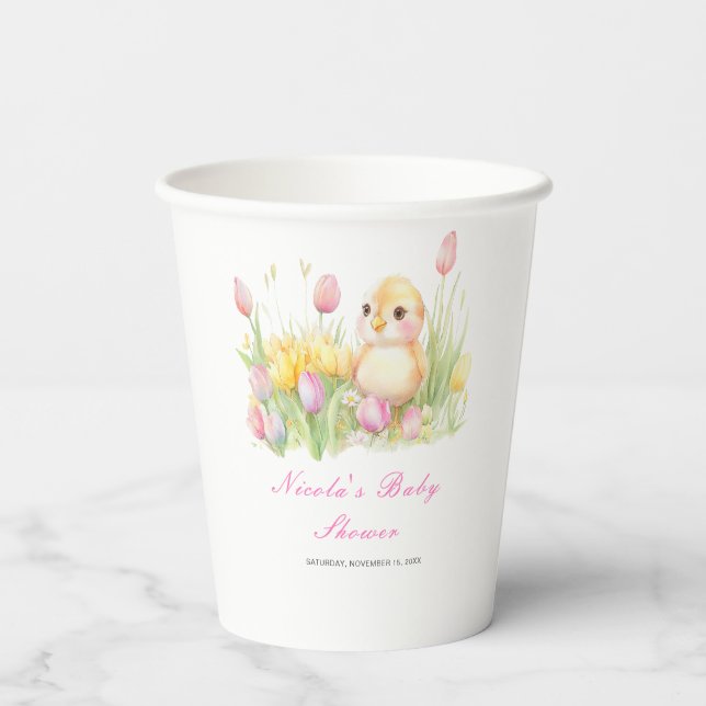 Spring Chick Baby Shower Paper Cups (Back)