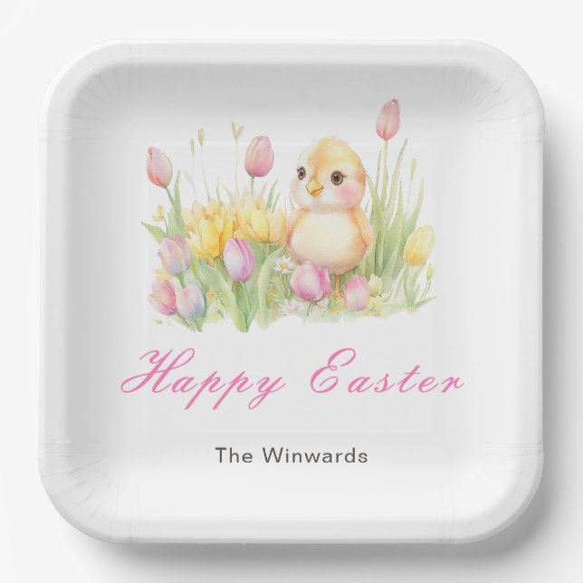 Spring Chick Easter Brunch Paper Plate (Front)