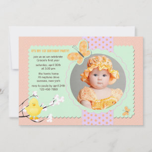 Spring Chick Photo Birthday Party Invitation