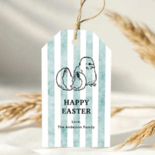 Spring Chick & Stripes Vintage Style Easter Gift Tags