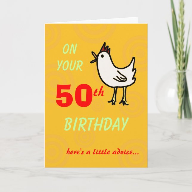 Spring Chicken 50th Birthday Card (Front)
