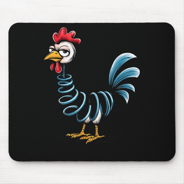 Spring Chicken Chicken On Go Stick Funny Chicken  Mouse Pad (Front)