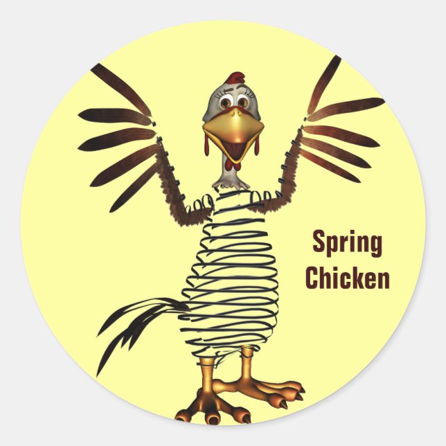 Spring Chicken Classic Round Sticker (Front)