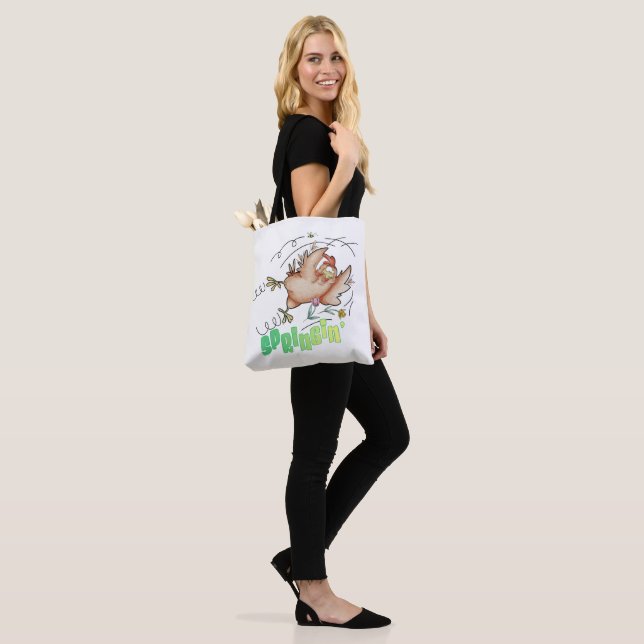 Spring Chicken over the shoulder tote Bag (On Model)