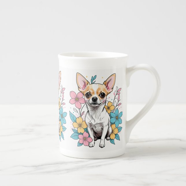 Spring Chihuahua Bone China Mug (Right)