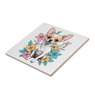 Spring Chihuahua Ceramic Tile