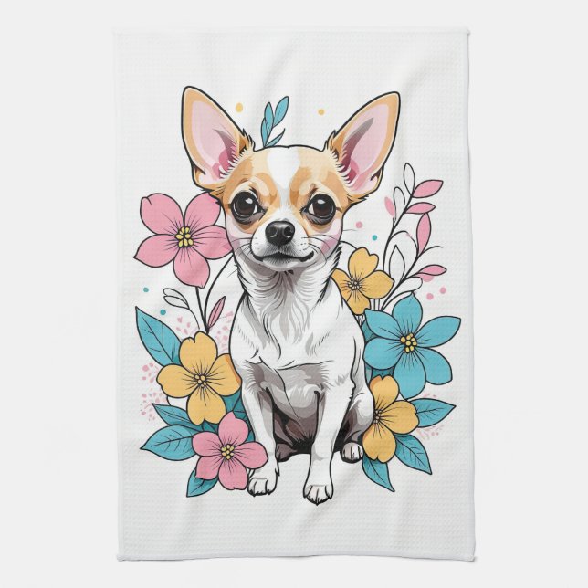 Spring Chihuahua Tea Towel (Vertical)