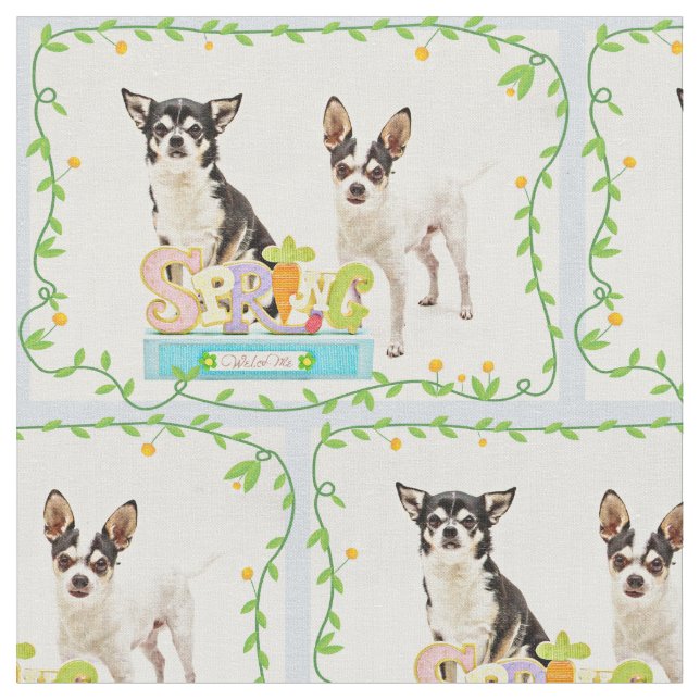 Spring Chihuahua's Fabric (Close Up)