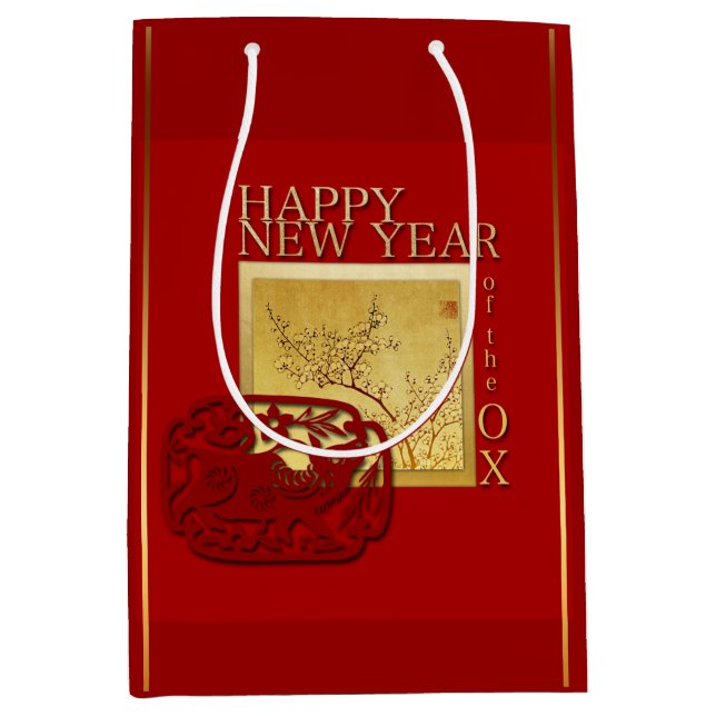 Spring Chinese Ox New Year 2021 Medium Gift bag (Front)