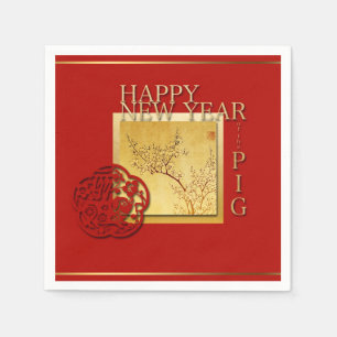 Spring Chinese Pig  New Year 2019 Paper Napkin