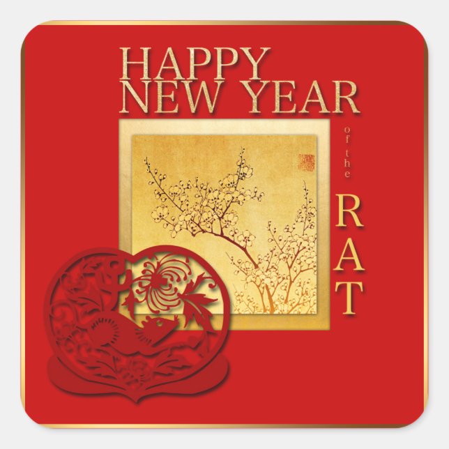 Spring Chinese Rat Year 2020 Square Sticker (Front)