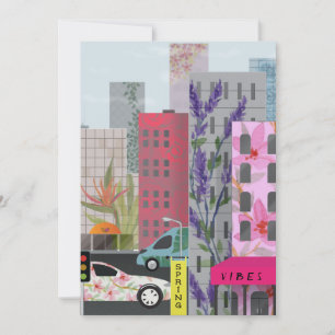 Spring City Vibes Watercolor Floral Urban Art Holiday Card