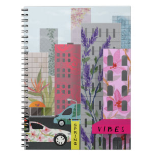Spring City Vibes   Watercolor Floral Urban Art Notebook