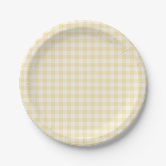 Spring Classic Gingham | Buttercream Paper Plate (Front)