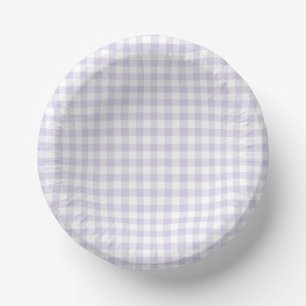 Spring Classic Gingham   Dusty Lavender Paper Plate