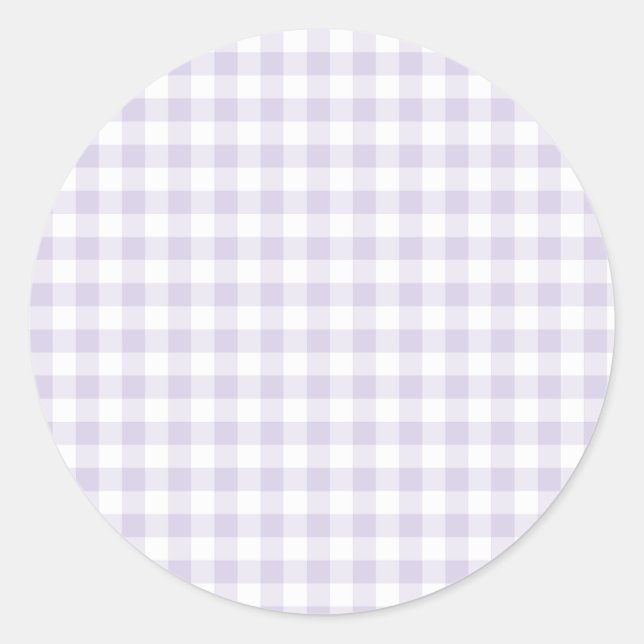Spring Classic Gingham | Dusty Lavender Round Sticker (Front)