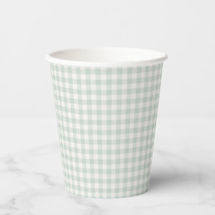 Spring Classic Gingham Muted Sage Paper Cups