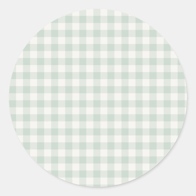 Spring Classic Gingham | Muted Sage Round Sticker (Front)