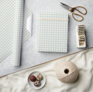 Spring Classic Gingham Muted Sage Wrapping Paper