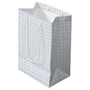 Spring Classic Gingham Powder Blue Medium Gift Bag