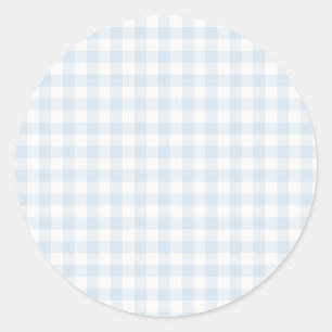 Spring Classic Gingham Powder Blue Round Sticker