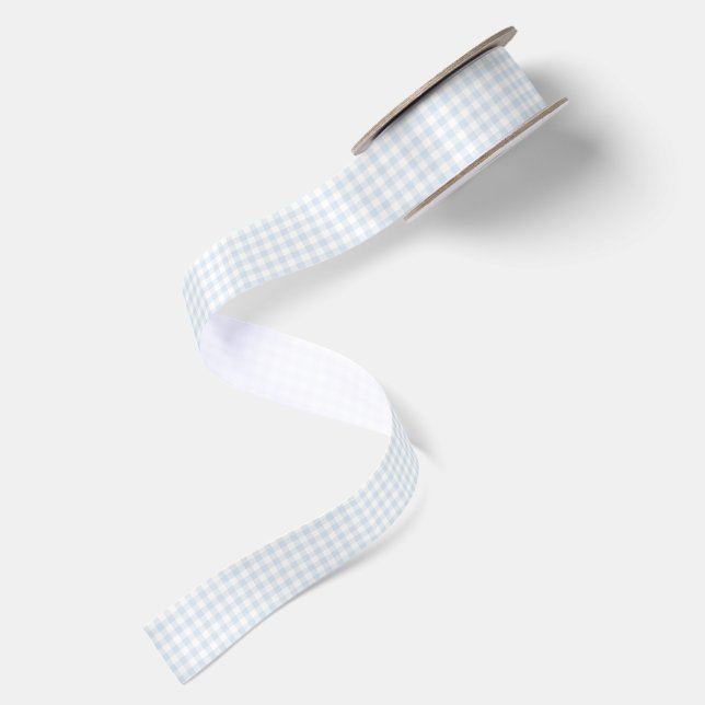 Spring Classic Gingham | Powder Blue Satin Ribbon (Front+Back)