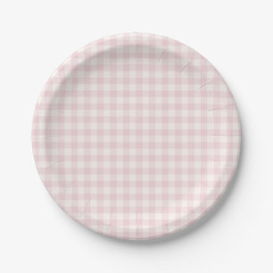 Spring Classic Gingham Soft Blush Paper Plate