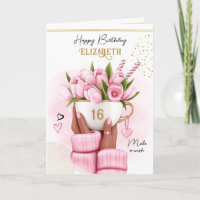 Spring Coffee Cup with Tulips Happy Birthday
