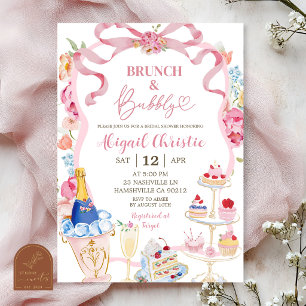 Spring Colorful Floral Victorian Brunch and Bubbly Invitation