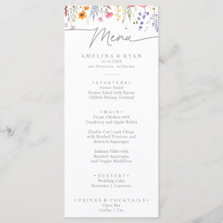 Spring Colorful Wildflower Dinner Menu