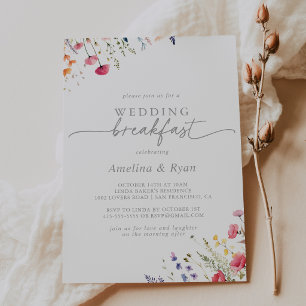 Spring Colorful Wildflower Wedding Breakfast Invitation
