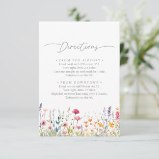 Spring Colorful Wildflower Wedding Directions Enclosure Card