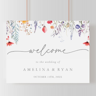 Spring Colorful Wildflower Wedding Welcome Sign
