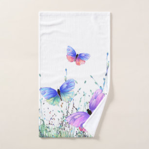 Spring Colourful Butterflies Flying Bath Towel Set