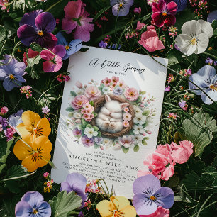 Spring colourful floral bunny Baby Girl Shower Invitation