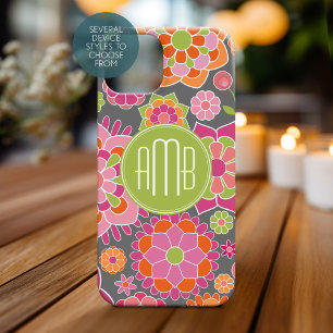 Spring Colourful Floral Pattern Custom Monogram iPhone 16 Plus Case