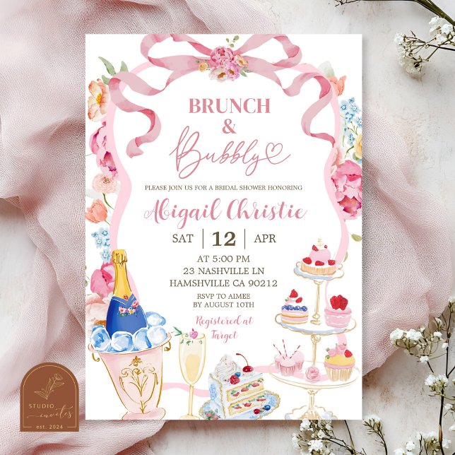 Spring Colourful Floral Victorian Brunch and Bubbl Invitation (Creator Uploaded)