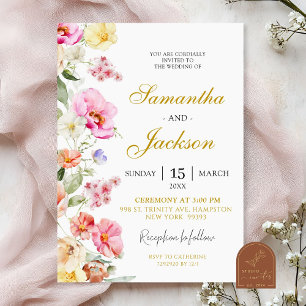 Spring Colourful Floral Wedding Invitation