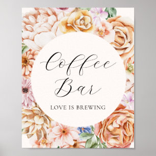Spring Colourful Flowers Coffee Bar Sign