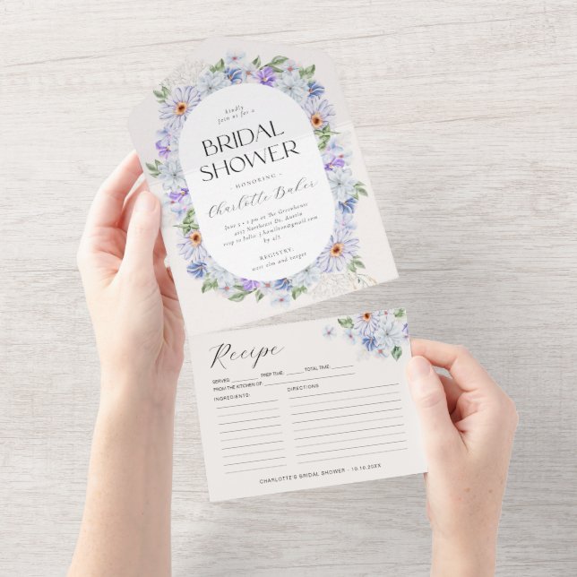 Spring Colourful Flowers Lila Purple Bridal Shower All In One Invitation (Tearaway)