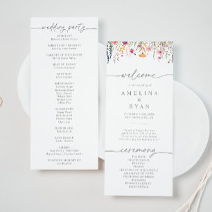 Spring Colourful Wildflower Wedding Program