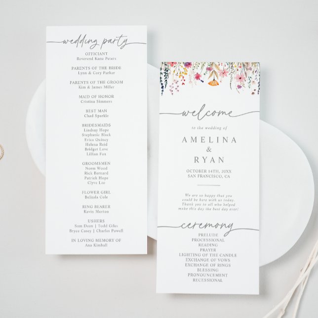 Spring Colourful Wildflower Wedding Program (Creator Uploaded)