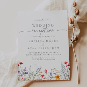 Spring Colourful Wildflower Wedding Reception Invitation